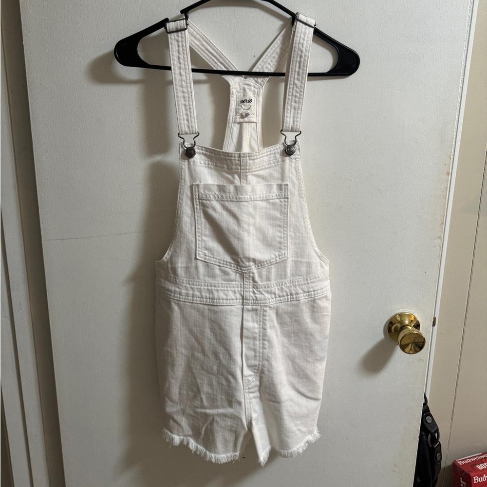 Aerie White Denim Overalls